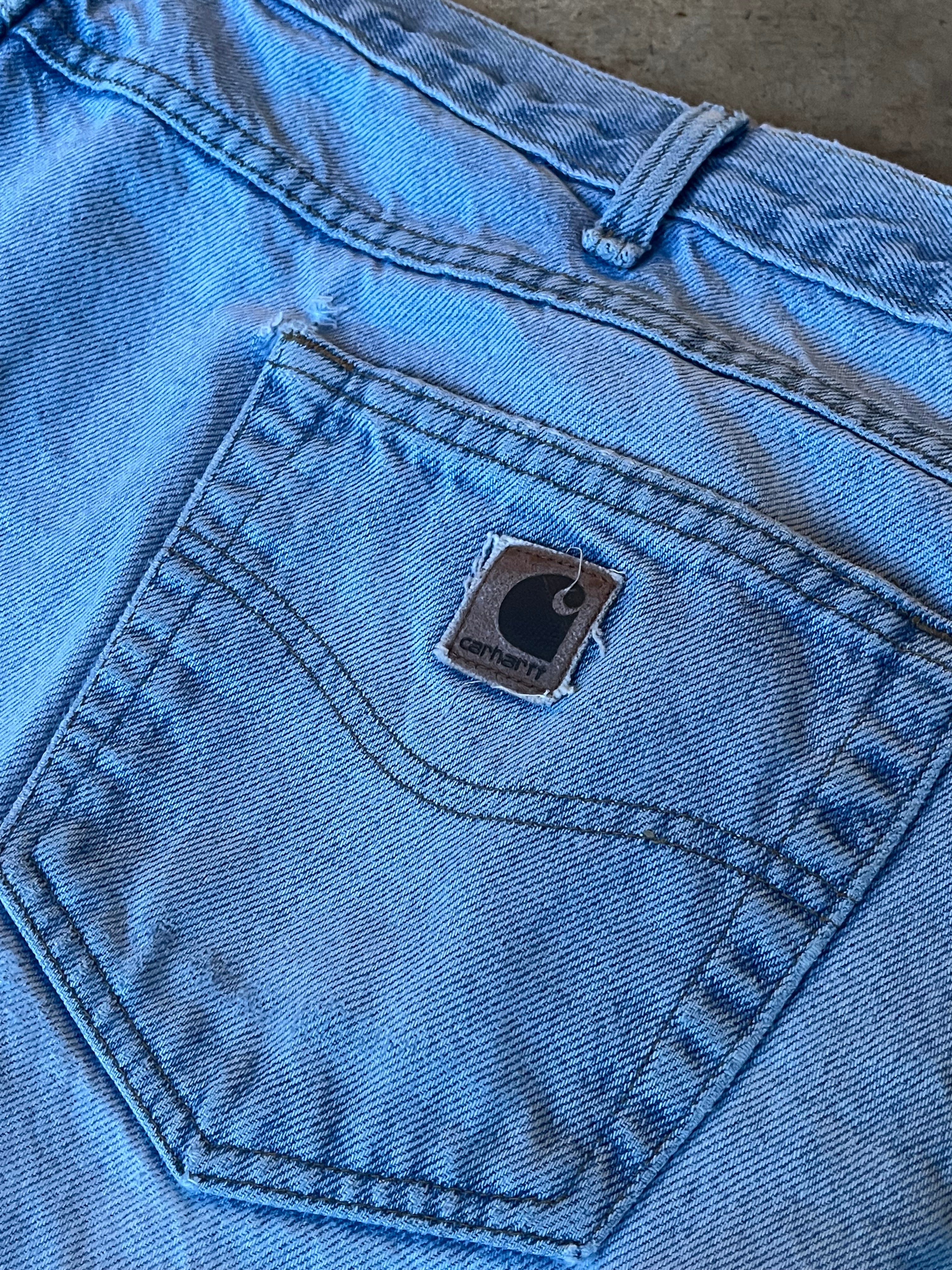 Light-wash Carhartt Jeans with rips and distressing- 44x32