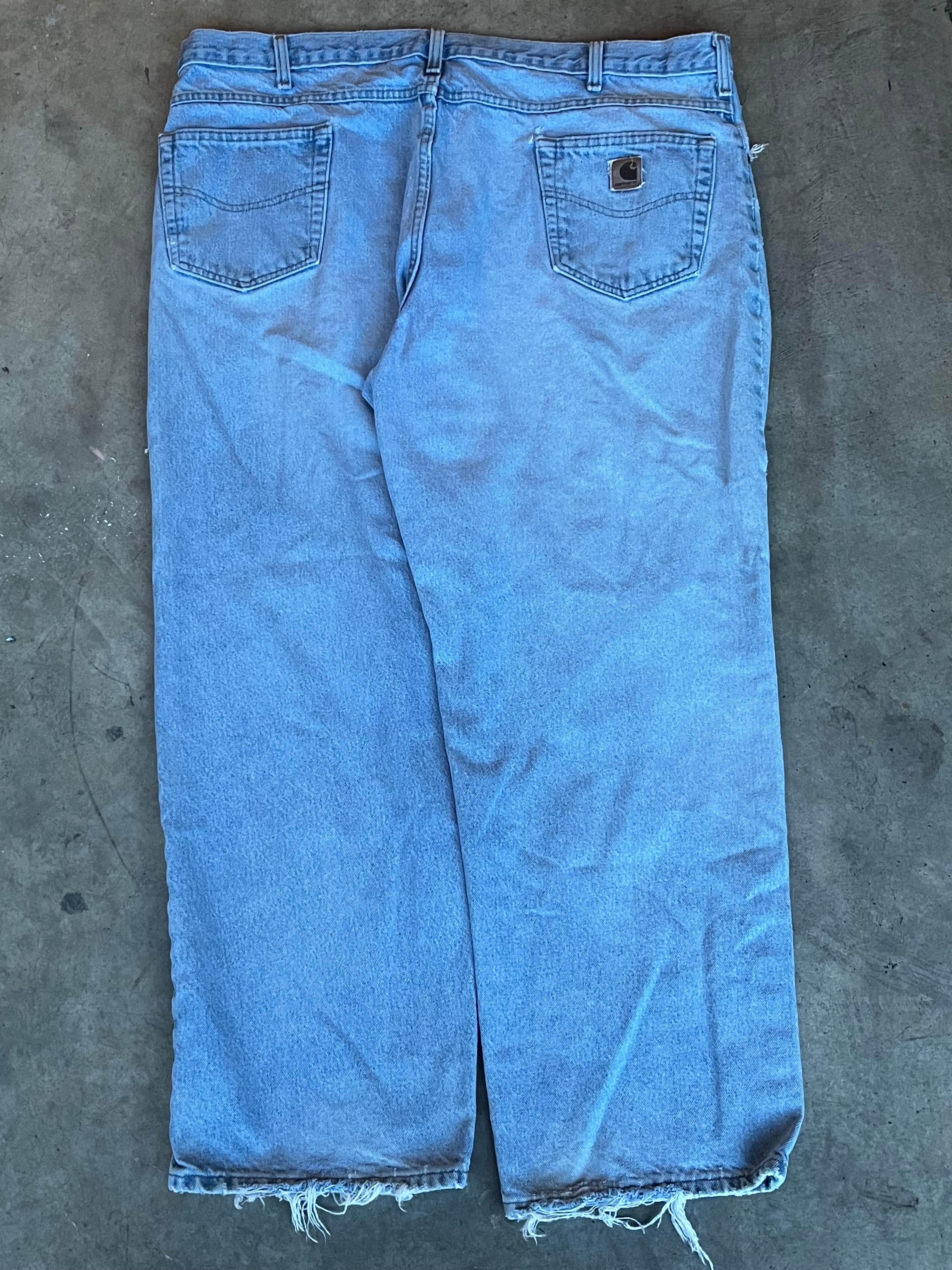 Light-wash Carhartt Jeans with rips and distressing- 44x32